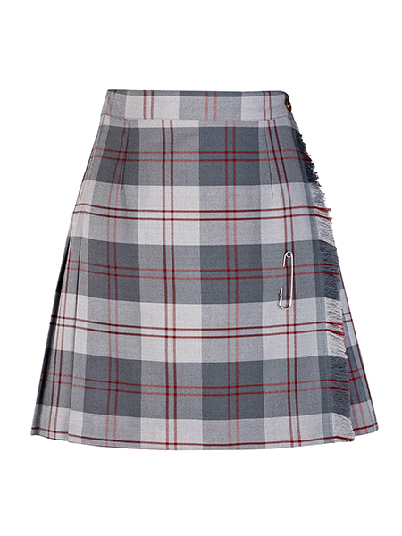 Grey/Dark Grey/Maroon Plaid X-Kilt