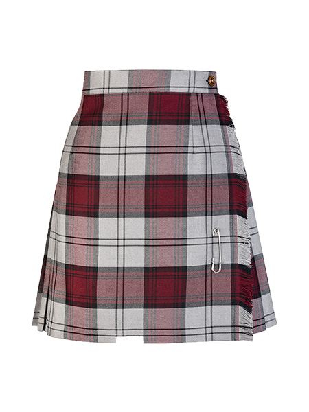 Maroon/Grey/Black Plaid X-Kilt - Youth