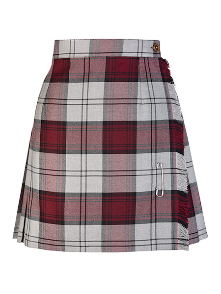 Maroon/Grey/Black Plaid X-Kilt