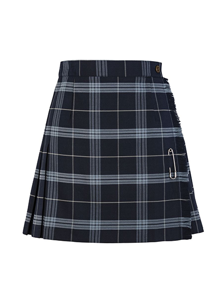 Navy/Powder Blue Plaid X-Kilt -Youth