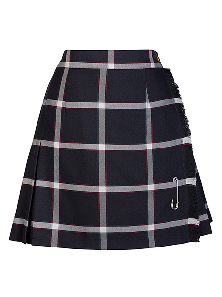Dark Navy/Silver/Maroon Plaid X-Kilt
