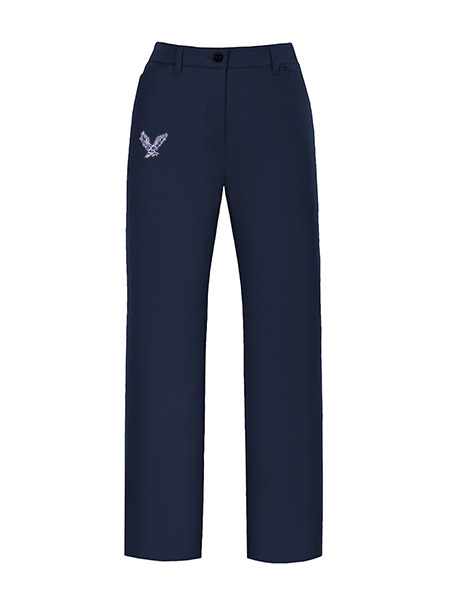 Flat Front Embroidered Casual Pant - Female