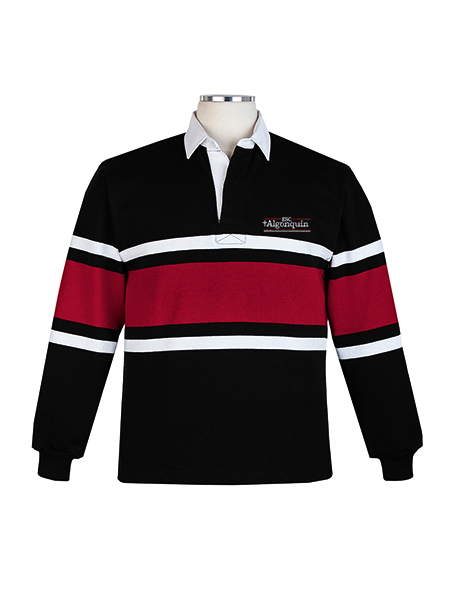 Long Sleeve Black/White/Maroon Embroidered Rugby - Unisex