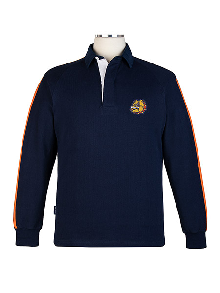 Long Sleeve Navy/Orange/Gold Embroidered Rugby - Unisex
