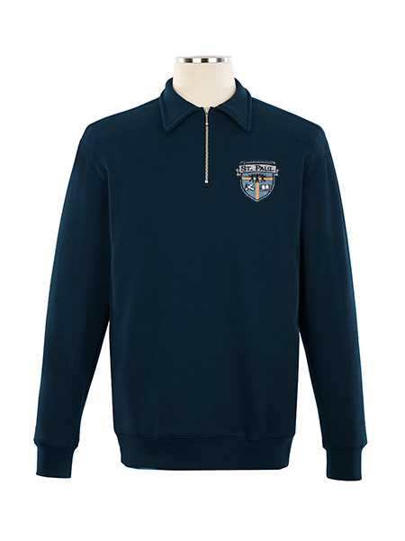 1/4 Zip Polo Embroidered Sweat Top - Unisex