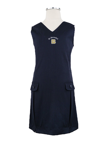 V-Neck Flap Embroidered Tunic Front Pleats & Back Zipper