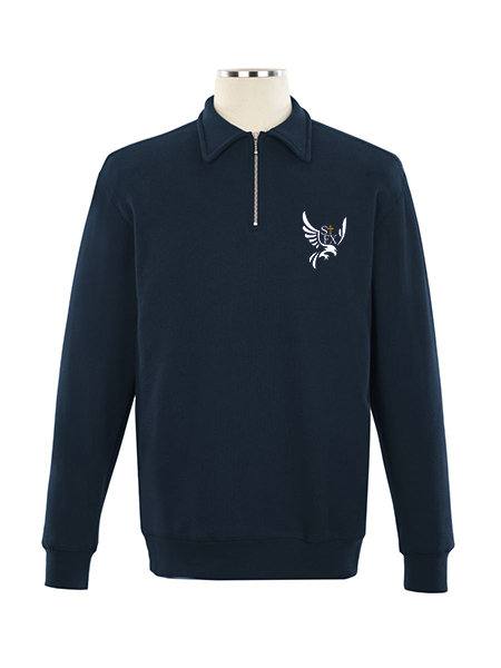 1/4 Zip Polo Embroidered Sweat Top - Unisex