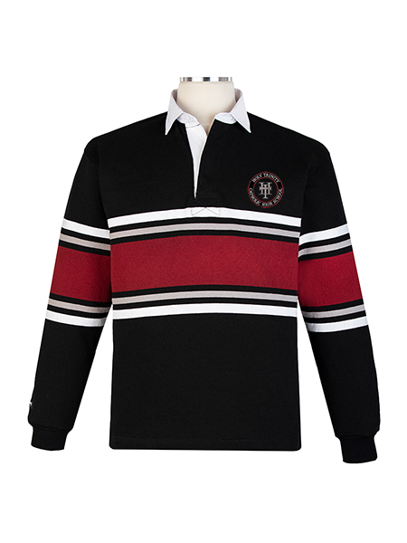 Long Sleeve Black/Maroon/White/Grey Embroidered Rugby - Unisex