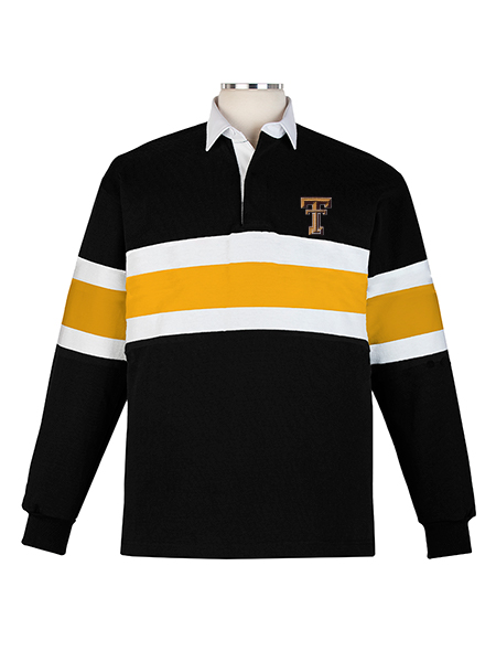 Long Sleeve Black/White/Gold Embroidered Rugby - Unisex