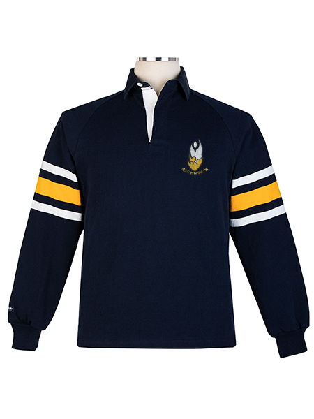 Long Sleeve Navy/Gold/White Embroidered Rugby -Unisex