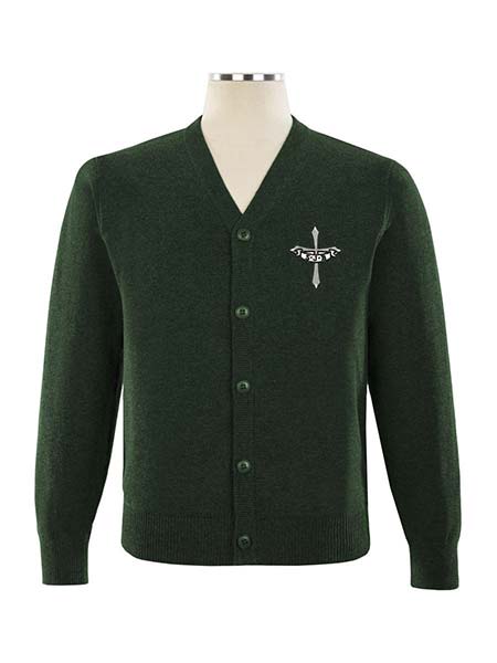 Cardigan Embroidered, Rib Bottom, No Pocket, Set-in Sleeves