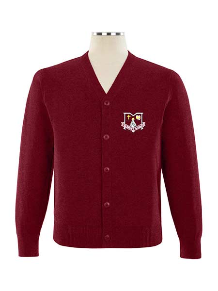 Cardigan, ribbed bottom no pocket, straight sleeve, embroidered