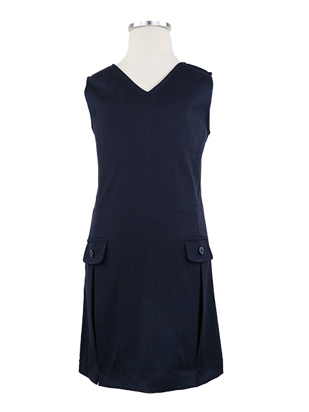 V-Neck Flap Tunic Front Pleats & Back Zipper