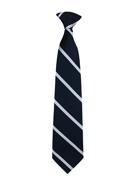 Navy/White Stripe Clip-on Tie