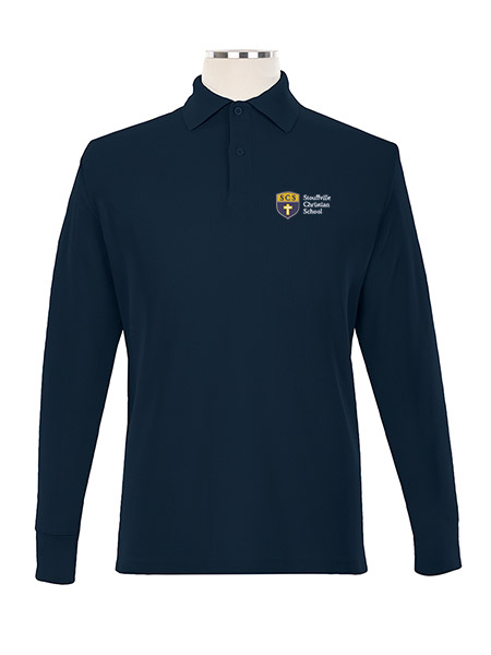 Long Sleeve Pique Embroidered Golf Shirt - Unisex