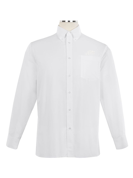 Long Sleeve Embroidered Oxford Shirt with Button Down Collar - Unisex