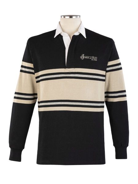 Long Sleeve Black/Taupe/Oxford Embroidered Rugby - Unisex