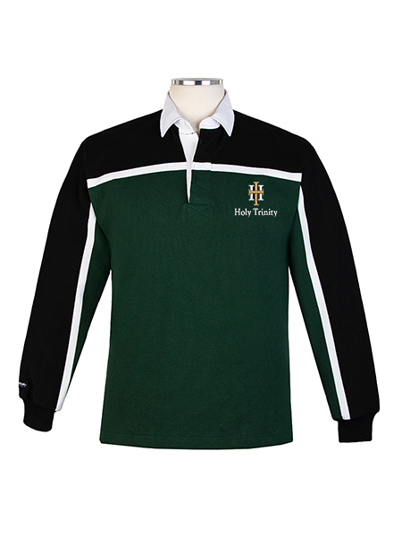 Long Sleeve Green/Black/White Embroidered Rugby - Unisex