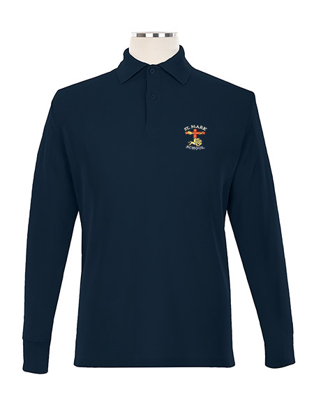 Long Sleeve Pique Embroidered Golf Shirt - Unisex