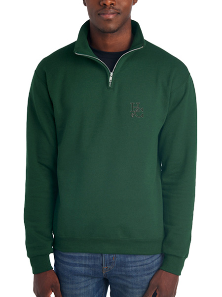 Quarter-Zip Cadet Collar Embroidered Sweat Top