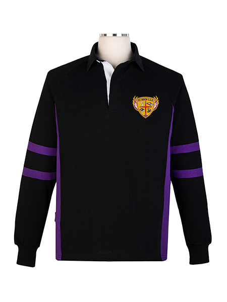 Long Sleeve Black/Purple Embroidered Rugby - Unisex