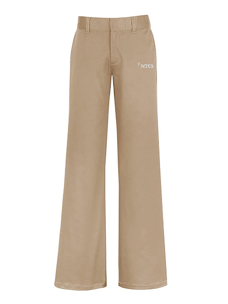 Flat Front Embroidered Casual Pant - Female, Youth