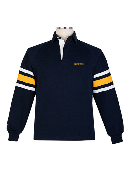 Long Sleeve Navy/Gold/White Embroidered Rugby -Unisex