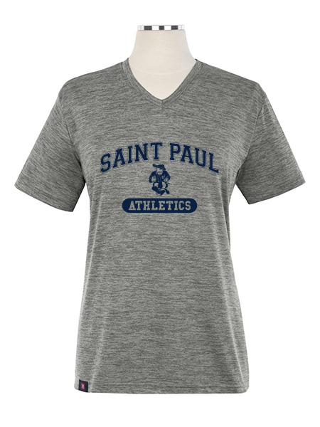 Heathered Short Sleeve Printed Performance V-Neck T-Shirt - Female