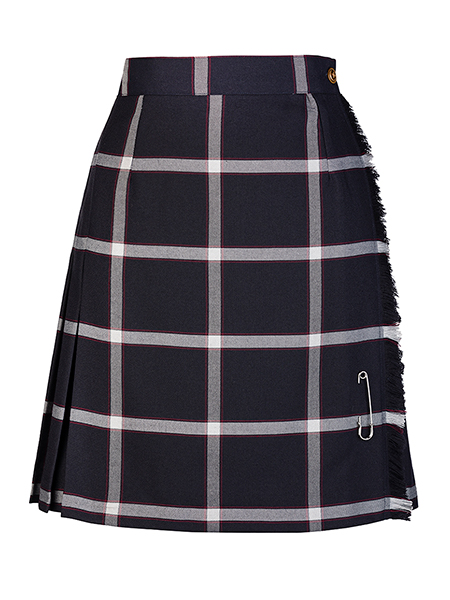 Dark Navy/Silver/Maroon Plaid Kilt