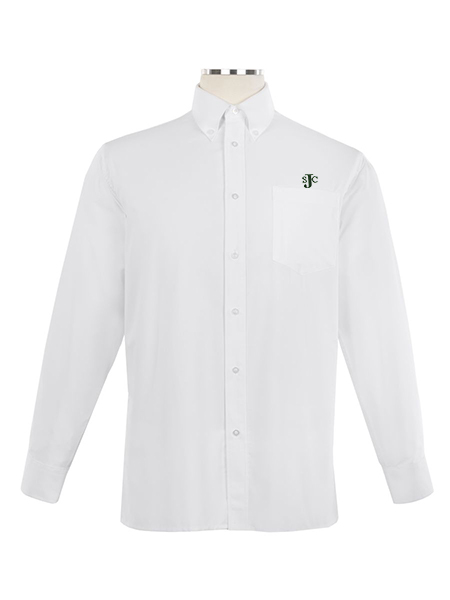 Long Sleeve Embroidered Oxford Shirt with Button Down Collar - Unisex