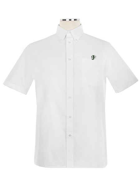 Short Sleeve Embroidered Oxford Shirt with Button Down Collar - Unisex