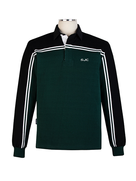 Long Sleeve Green/Black/White Embroidered Rugby -Unisex
