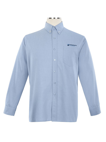 Long Sleeve Embroidered Oxford Shirt with Button Down Collar - Unisex