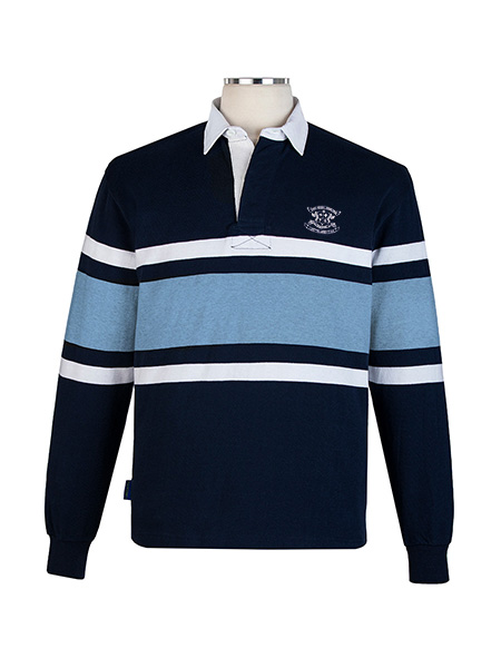 Long Sleeve Navy/White /Columbia Blue Embroidered Rugby - Unisex