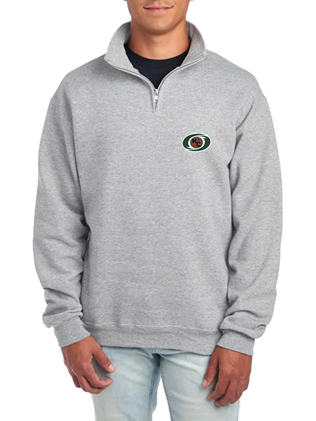 Quarter-Zip Cadet Collar Embroidered Sweat Top