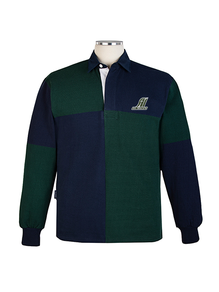 Long Sleeve Navy/Green Embroidered Rugby - Unisex