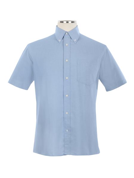 Short Sleeve Embroidered Oxford Shirt with Button Down Collar - Unisex