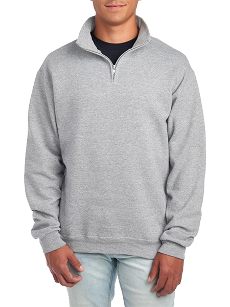 Quarter-Zip Cadet Collar Embroidered Sweat Top