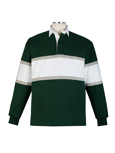 Long Sleeve Green/Grey/White Embroidered Rugby - Unisex